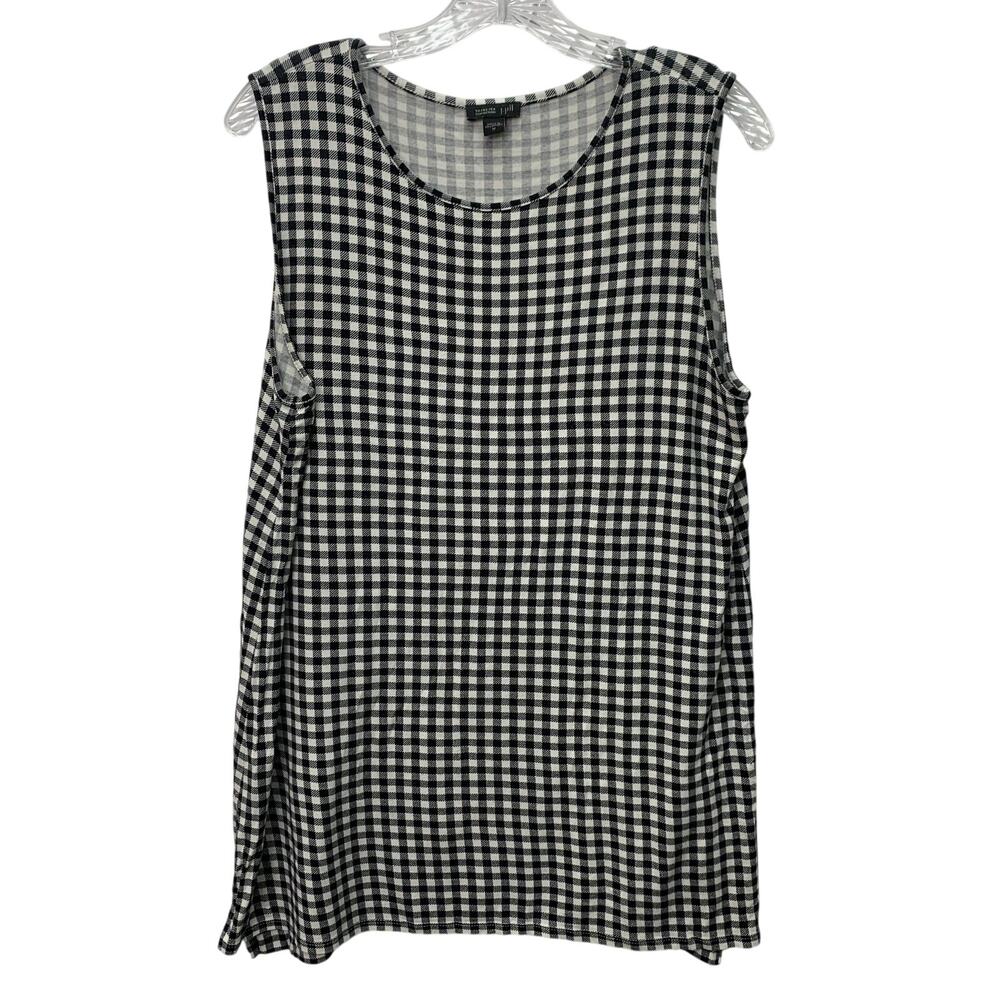 J. Jill Wearever Collection Medium Black White Checkered Sleeveless Tank Top